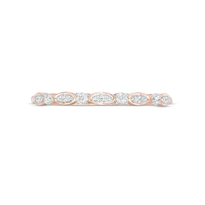 Previously Owned - 0.10 CT. T.W. Diamond Alternating Marquise Wedding Band in 10K Rose Gold