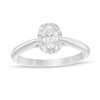 Thumbnail Image 0 of Previously Owned - 0.62 CT. T.W. Oval Diamond Frame Engagement Ring in 14K White Gold (I/I2)