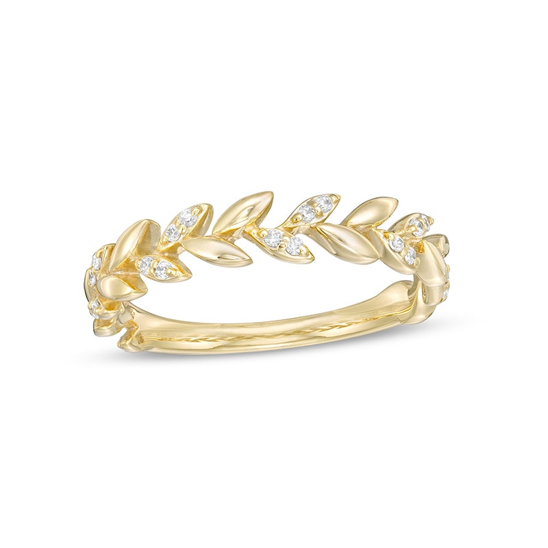 Previously Owned - 0.085 CT. T.W. Diamond Leaves Wedding Band in 10K Gold|Peoples Jewellers