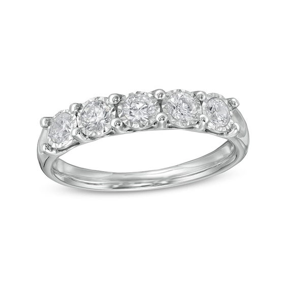 Previously Owned - 0.50 CT. T.W. Diamond Five Stone Anniversary Band in 10K White Gold