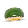 Thumbnail Image 1 of Previously Owned - Jade and 0.085 CT. T.W. Diamond Scallop Edge Ring in 14K Gold