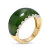 Thumbnail Image 3 of Previously Owned - Jade and 0.085 CT. T.W. Diamond Scallop Edge Ring in 14K Gold