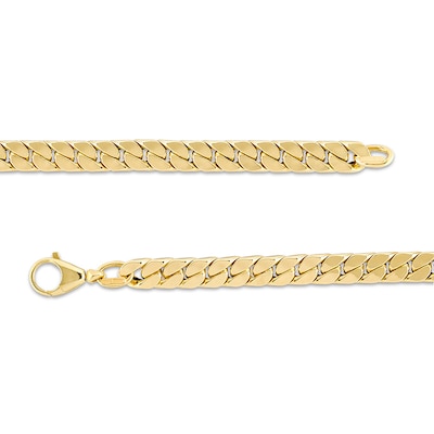 Previously Owned - Italian Gold 7.0mm Flat Curb Chain Link Bracelet in 18K Gold - 7.26"