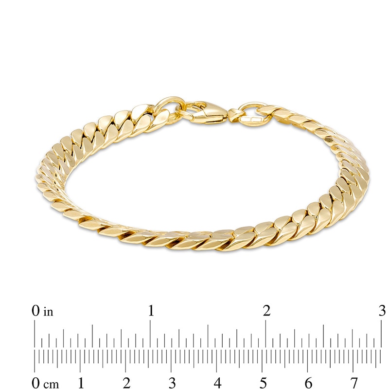 Previously Owned - Italian Gold 7.0mm Flat Curb Chain Link Bracelet in 18K Gold - 7.26"|Peoples Jewellers