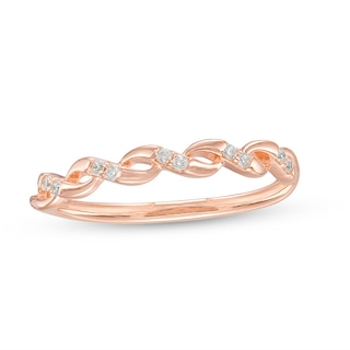 Previously Owned - 0.04 CT. T.W. Diamond Twist Wedding Band in 10K Rose Gold