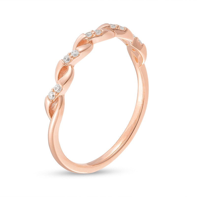 Previously Owned - 0.04 CT. T.W. Diamond Twist Wedding Band in 10K Rose Gold|Peoples Jewellers