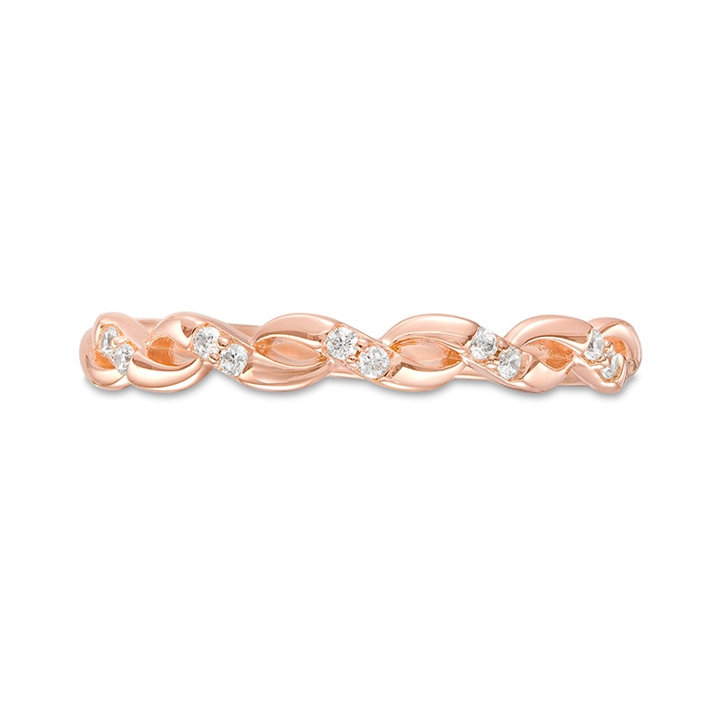 Previously Owned - 0.04 CT. T.W. Diamond Twist Wedding Band in 10K Rose Gold|Peoples Jewellers