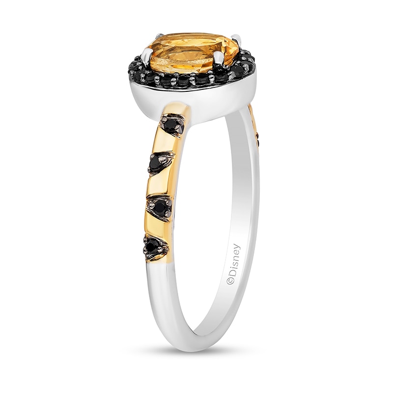 Previously Owned - Disney Treasures Winnie the Pooh Citrine and Black Diamond Frame Ring in Sterling Silver and 10K Gold