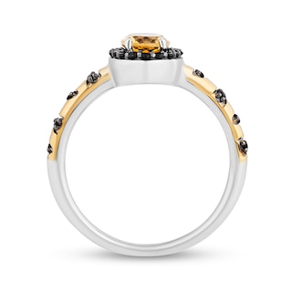 Previously Owned - Disney Treasures Winnie the Pooh Citrine and Black Diamond Frame Ring in Sterling Silver and 10K Gold