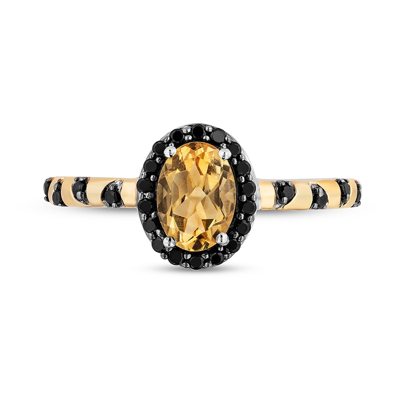 Previously Owned - Disney Treasures Winnie the Pooh Citrine and Black Diamond Frame Ring in Sterling Silver and 10K Gold