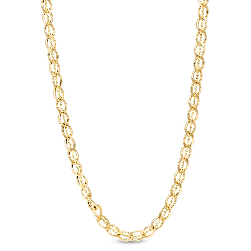 Previously Owned - Italian Gold 4.8mm Diamond-Cut Brilliance Bead Curb-Style Chain Link Necklace in 18K Gold - 18"|Peoples Jewellers