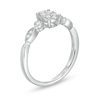 Previously Owned - 0.20 CT. T.W. Composite Diamond Oval Art Deco Promise Ring in 10K White Gold