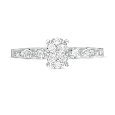 Previously Owned - 0.20 CT. T.W. Composite Diamond Oval Art Deco Promise Ring in 10K White Gold