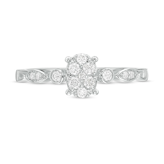 Previously Owned - 0.20 CT. T.W. Composite Diamond Oval Art Deco Promise Ring in 10K White Gold