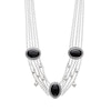 Thumbnail Image 0 of Previously Owned-Oval Onyx and Freshwater Cultured Pearl Multi-Strand Necklace in Sterling Silver-15"