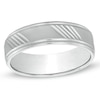 Thumbnail Image 0 of Previously Owned - Men's 6.0mm Diagonal Lines Wedding Band in 10K White Gold - Size 10