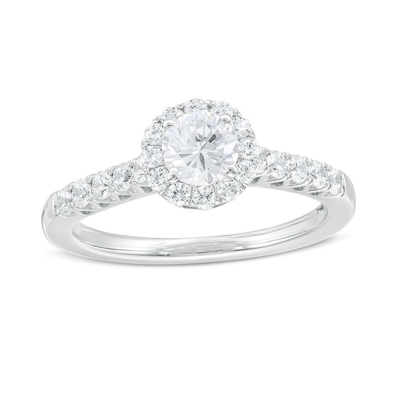 Main Image 1 of Previously Owned - 1.00 CT. T.W. Diamond Frame Engagement Ring in 14K White Gold (I/I1)