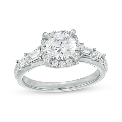 Previously Owned - 1.50 CT. T.W. Lab-Created Diamond Frame Engagement Ring in 14K White Gold (F/I1)