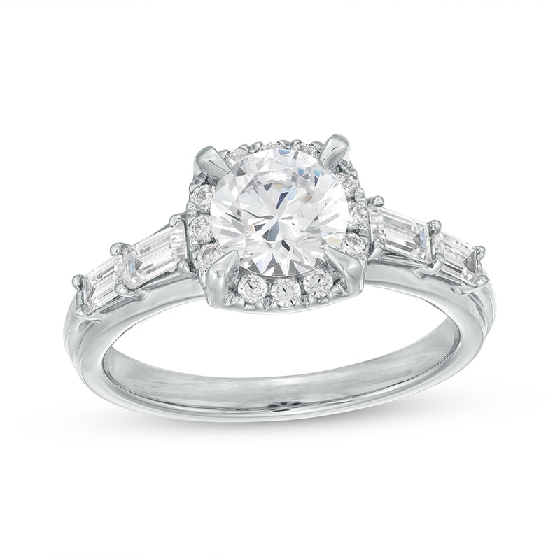 Previously Owned - 1.50 CT. T.W. Lab-Created Diamond Frame Engagement Ring in 14K White Gold (F/I1)|Peoples Jewellers