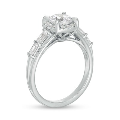 Previously Owned - 1.50 CT. T.W. Lab-Created Diamond Frame Engagement Ring in 14K White Gold (F/I1)