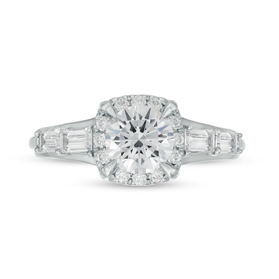 Previously Owned - 1.50 CT. T.W. Lab-Created Diamond Frame Engagement Ring in 14K White Gold (F/I1)