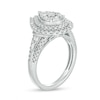 Previously Owned - 1.00 CT. T.W. Pear-Shaped Multi-Diamond Double Frame Multi-Row Engagement Ring in 10K White Gold