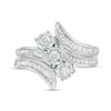 Previously Owned - 1.00 CT. T.W. Diamond Past Present Future® Slant Double Row Bypass Engagement Ring in 10K White Gold