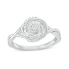 Previously Owned - 0.04 CT. T.W. Multi-Diamond Swirl Twist Shank Promise Ring in Sterling Silver