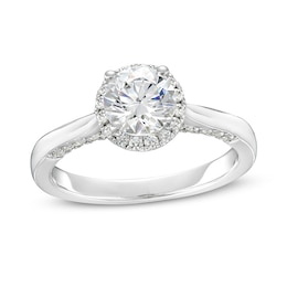 Previously Owned - 1.38 CT. T.W. Lab-Created Diamond Frame Engagement Ring in 14K White Gold (F/SI2)