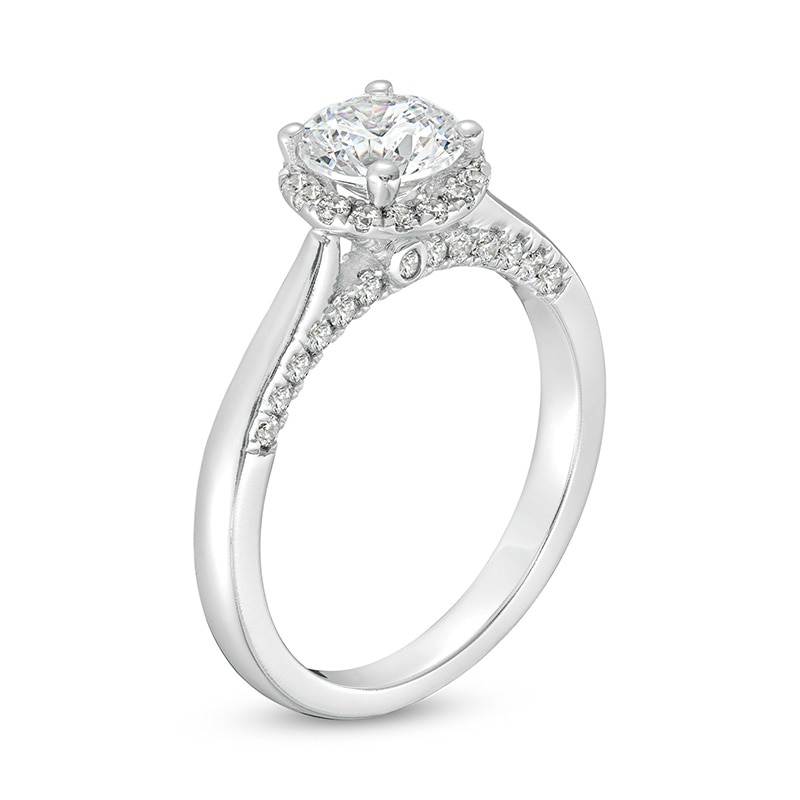 Previously Owned - 1.38 CT. T.W. Lab-Created Diamond Frame Engagement Ring in 14K White Gold (F/SI2)