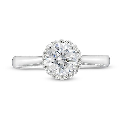 Previously Owned - 1.38 CT. T.W. Lab-Created Diamond Frame Engagement Ring in 14K White Gold (F/SI2)