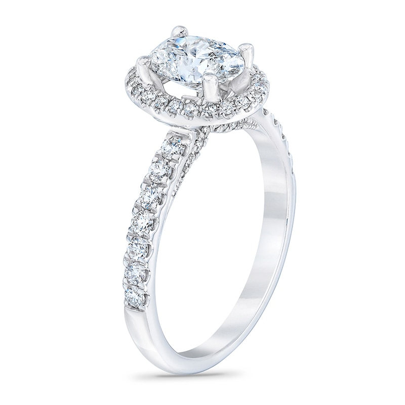 Previously Owned - Royal Asscher® 1.50 CT. T.W. Oval Diamond Frame Engagement Ring in 14K White Gold