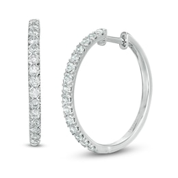 Previously Owned - 0.95 CT. T.W.  Lab-Created Diamond Hoop Earrings in 14K White Gold (F/SI2)