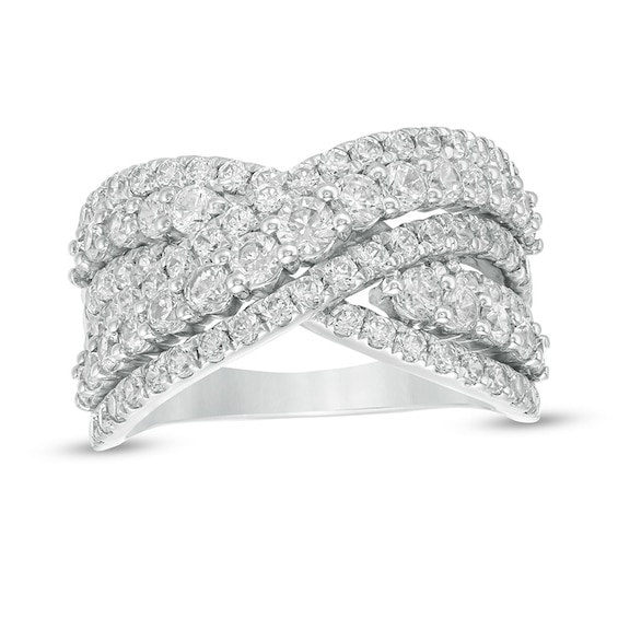 Previously Owned - 2.00 CT. T.W.  Lab-Created Diamond Multi-Row Bypass Ring in 14K White Gold (F/SI2)