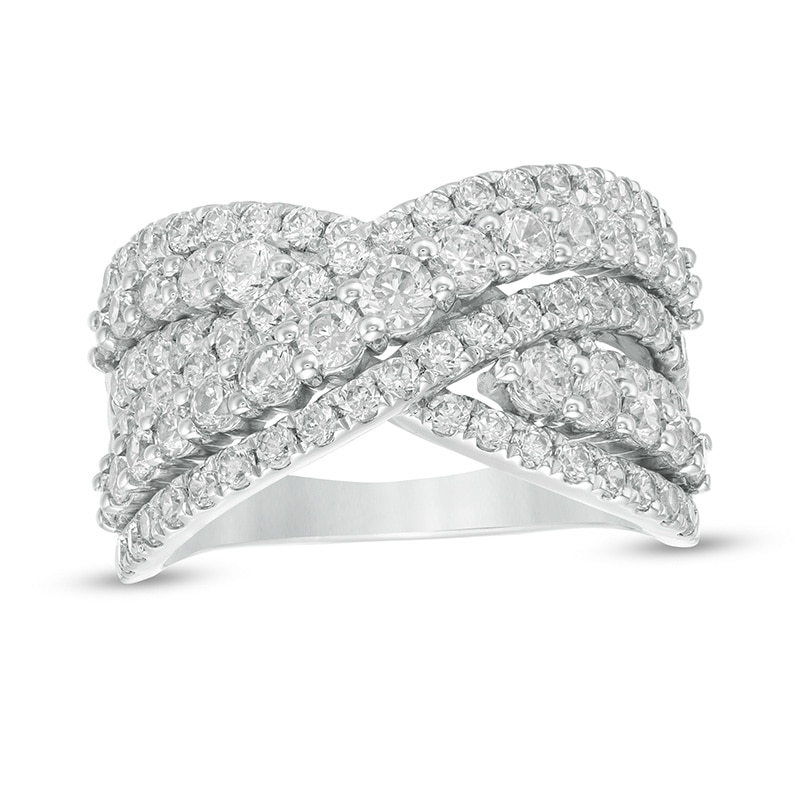 Main Image 1 of Previously Owned - 2.00 CT. T.W.  Lab-Created Diamond Multi-Row Bypass Ring in 14K White Gold (F/SI2)