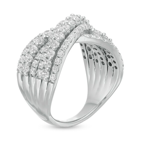 Previously Owned - 2.00 CT. T.W.  Lab-Created Diamond Multi-Row Bypass Ring in 14K White Gold (F/SI2)