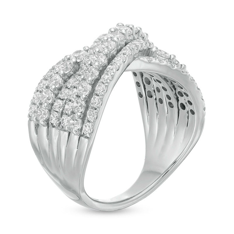 Main Image 3 of Previously Owned - 2.00 CT. T.W.  Lab-Created Diamond Multi-Row Bypass Ring in 14K White Gold (F/SI2)