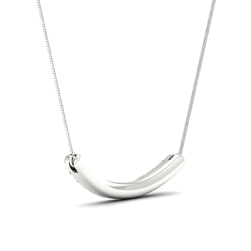 Previously Owned - 0.50 CT. T.W.  Lab-Created Diamond Curved Bar Necklace in 14K White Gold (F/SI2)