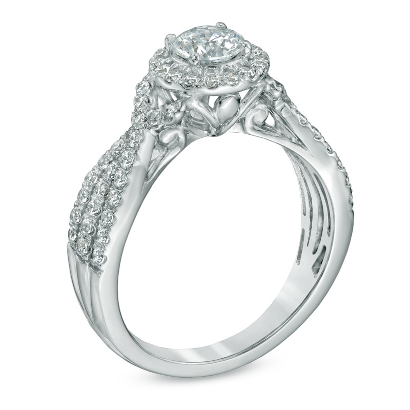 Main Image 2 of Previously Owned - 1.20 CT. T.W. Diamond Triple Row Engagement Ring in 14K White Gold (I/I1)