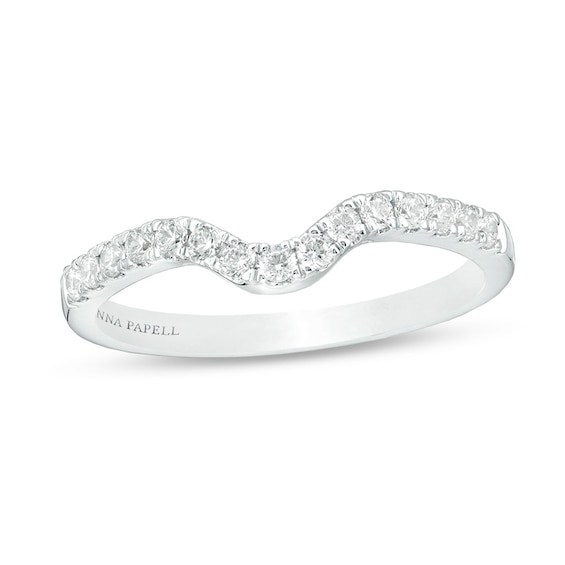 Previously Owned - Adrianna Papell 0.25 CT. T.W. Diamond Contour Wedding Band in 14K White Gold (F/I1)