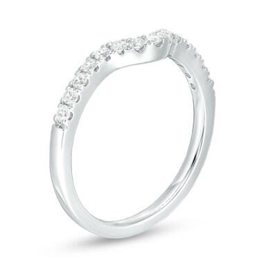 Previously Owned - Adrianna Papell 0.25 CT. T.W. Diamond Contour Wedding Band in 14K White Gold (F/I1)