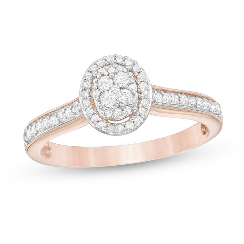 Previously Owned - 0.25 CT. T.W. Composite Diamond Oval Frame Promise Ring in 10K Rose Gold|Peoples Jewellers