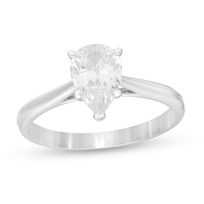 Previously Owned - 1.00 CT. Pear-Shaped Diamond Solitaire Engagement Ring in 14K White Gold (K/I3)