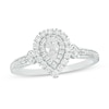 Previously Owned - 0.50 CT. T.W. Pear-Shaped Diamond Double Frame Engagement Ring in 14K White Gold - Size 7