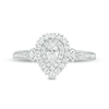 Previously Owned - 0.50 CT. T.W. Pear-Shaped Diamond Double Frame Engagement Ring in 14K White Gold - Size 7