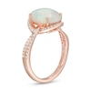 Previously Owned - EFFY™ Collection Oval Opal and 0.33 CT. T.W. Diamond Frame Interlocking Ring in 14K Rose Gold