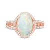 Thumbnail Image 3 of Previously Owned - EFFY™ Collection Oval Opal and 0.33 CT. T.W. Diamond Frame Interlocking Ring in 14K Rose Gold