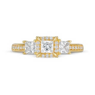 Previously Owned - 0.95 CT. T.W. Princess-Cut Diamond Frame Past Present Future® Engagement Ring in 14K Gold