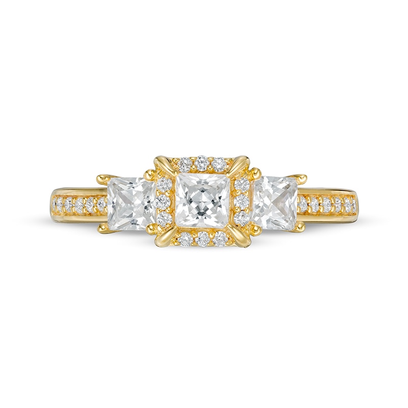 Previously Owned - 0.95 CT. T.W. Princess-Cut Diamond Frame Past Present Future® Engagement Ring in 14K Gold