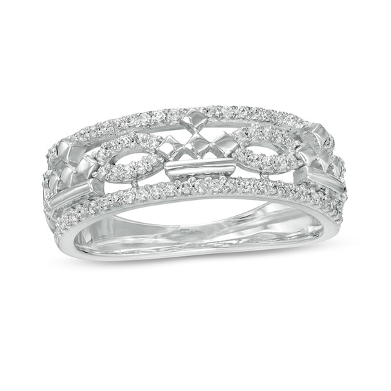 Previously Owned - Peoples Private Collection 0.25 CT. T.W. Diamond Crown Art Deco Ring in 10K White Gold